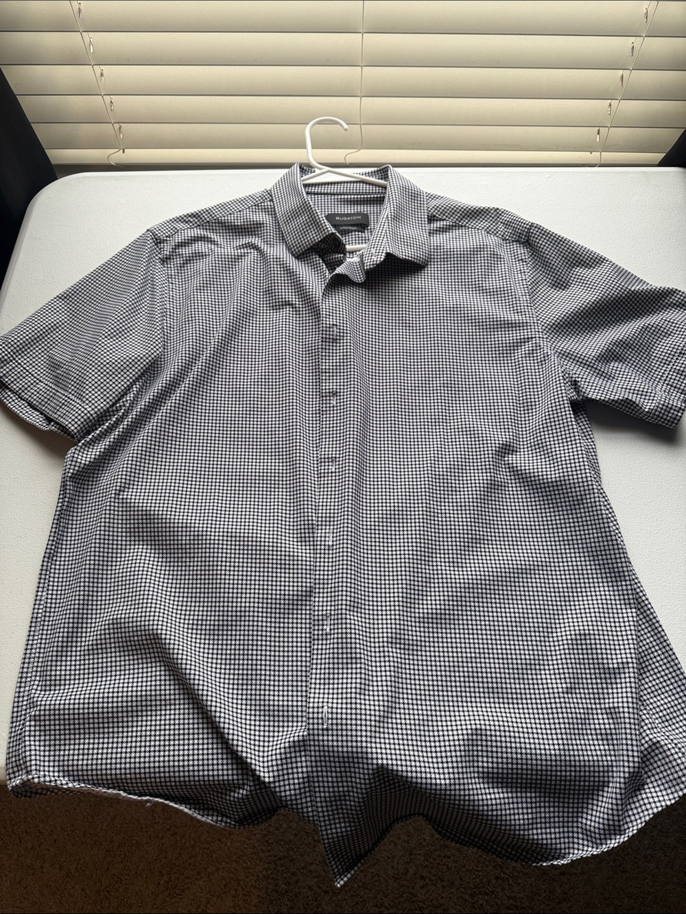 Bugatchi Black & White Gingham Short-Sleeve Button-Down Shirt